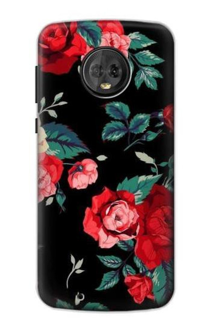 S3112 黒バラ パターン Rose Floral Pattern Black Motorola Moto G6 バックケース、フリップケース・カバー