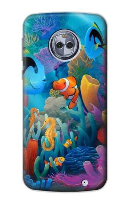 S3227 水中の世界の漫画 Underwater World Cartoon Motorola Moto X4 バックケース、フリップケース・カバー