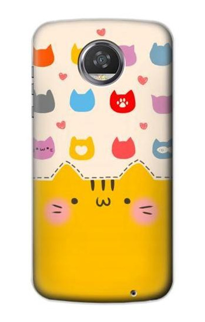 S2442 可愛い猫 漫画 Cute Cat Cartoon Funny Motorola Moto Z2 Play, Z2 Force バックケース、フリップケース・カバー