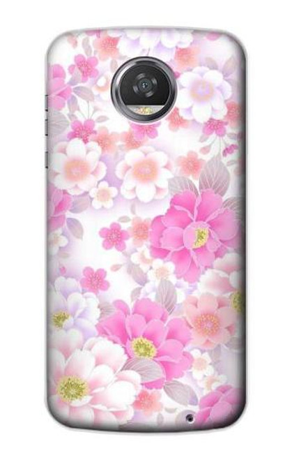 S3036 ピンクフラワーフローラ Pink Sweet Flower Flora Motorola Moto Z2 Play, Z2 Force バックケース、フリップケース・カバー