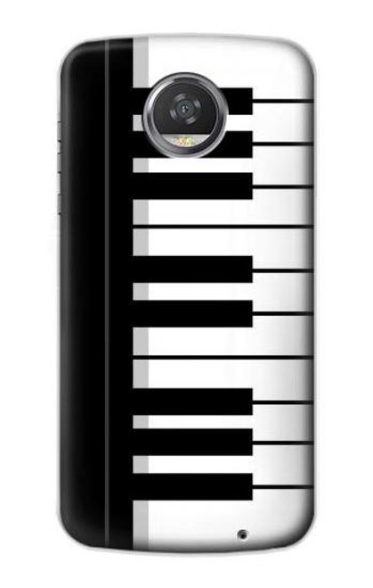 S3078 黒と白のピアノキーボード Black and White Piano Keyboard Motorola Moto Z2 Play, Z2 Force バックケース、フリップケース・カバー