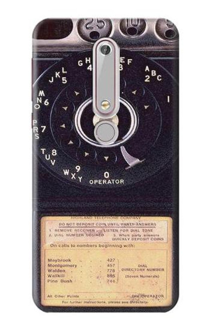 S0086 ヴィンテージ 公衆電話 Payphone Vintage Nokia 6.1, Nokia 6 2018 バックケース、フリップケース・カバー