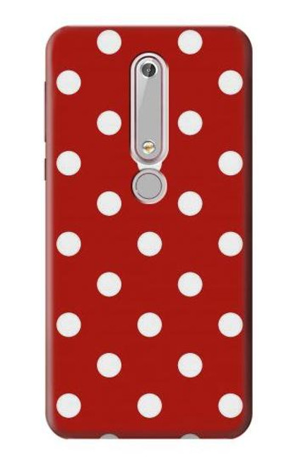 S2951 赤の水玉 Red Polka Dots Nokia 6.1, Nokia 6 2018 バックケース、フリップケース・カバー