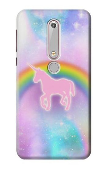 S3070 レインボーユニコーンパステル Rainbow Unicorn Pastel Sky Nokia 6.1, Nokia 6 2018 バックケース、フリップケース・カバー