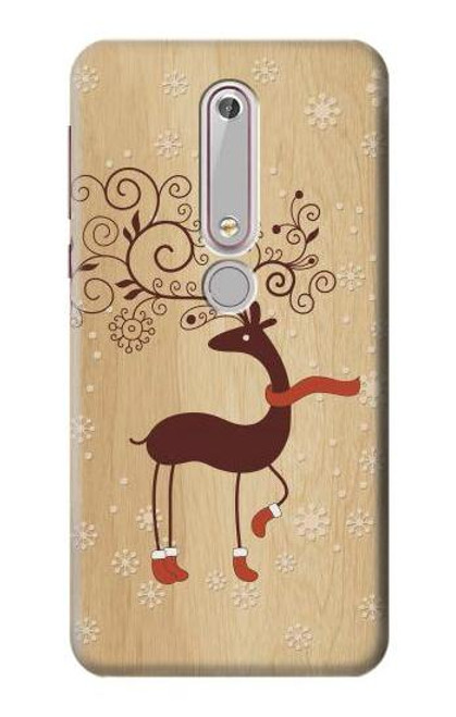 S3081 トナカイ Wooden Raindeer Graphic Printed Nokia 6.1, Nokia 6 2018 バックケース、フリップケース・カバー