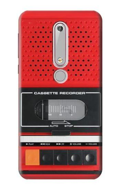 S3204 レッドカセットレコーダーグラフィック Red Cassette Recorder Graphic Nokia 6.1, Nokia 6 2018 バックケース、フリップケース・カバー