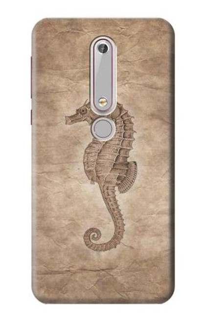 S3214 タツノオトシゴスケルトン化石 Seahorse Skeleton Fossil Nokia 6.1, Nokia 6 2018 バックケース、フリップケース・カバー