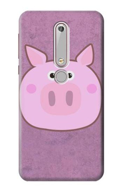 S3269 豚の漫画 Pig Cartoon Nokia 6.1, Nokia 6 2018 バックケース、フリップケース・カバー