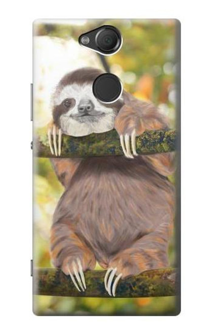 S3138 かわいいナマケモノ  Cute Baby Sloth Paint Sony Xperia XA2 バックケース、フリップケース・カバー