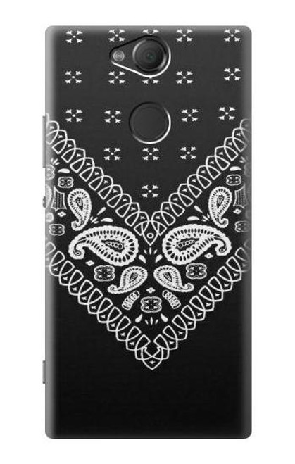 S3363 黒バンダナ Bandana Black Pattern Sony Xperia XA2 バックケース、フリップケース・カバー