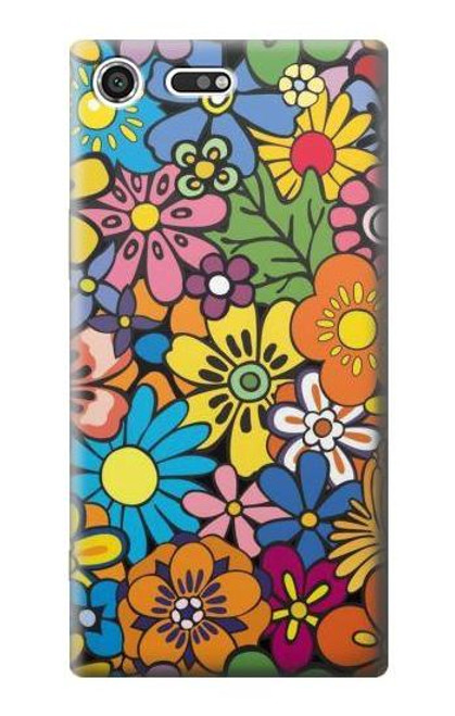 S3281 カラフルなヒッピーの花のパターン Colorful Hippie Flowers Pattern Sony Xperia XZ Premium バックケース、フリップケース・カバー