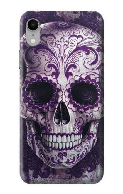 S3582 紫の頭蓋骨 Purple Sugar Skull iPhone XR バックケース、フリップケース・カバー