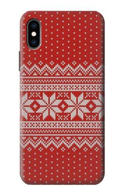 S3384 冬のシームレスな編み物パターン Winter Seamless Knitting Pattern iPhone X, iPhone XS バックケース、フリップケース・カバー