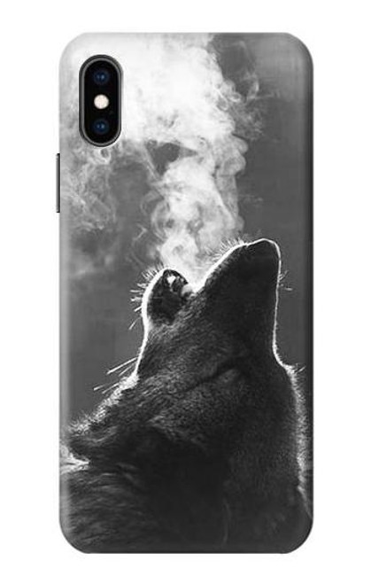 S3505 オオカミ Wolf Howling iPhone X, iPhone XS バックケース、フリップケース・カバー