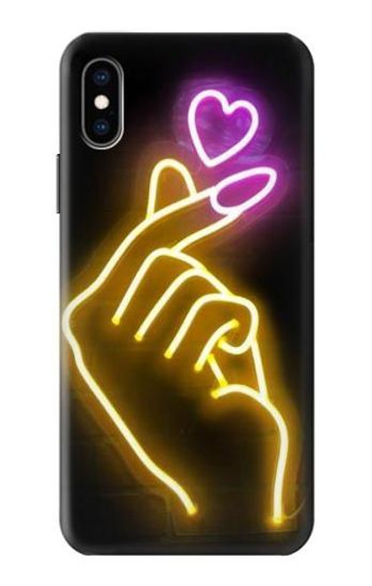 S3512 かわいいミニハート Cute Mini Heart Neon Graphic iPhone X, iPhone XS バックケース、フリップケース・カバー