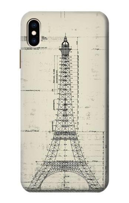 S3474 エッフェル建築図面 Eiffel Architectural Drawing iPhone XS Max バックケース、フリップケース・カバー
