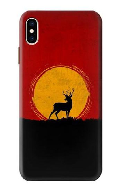 S3513 鹿の夕日 Deer Sunset iPhone XS Max バックケース、フリップケース・カバー