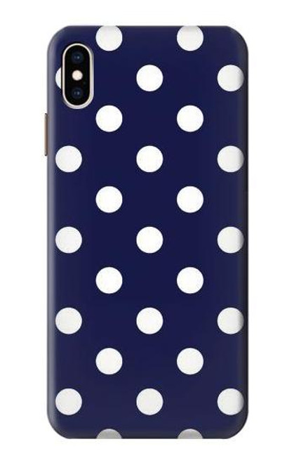 S3533 ブルーの水玉 Blue Polka Dot iPhone XS Max バックケース、フリップケース・カバー