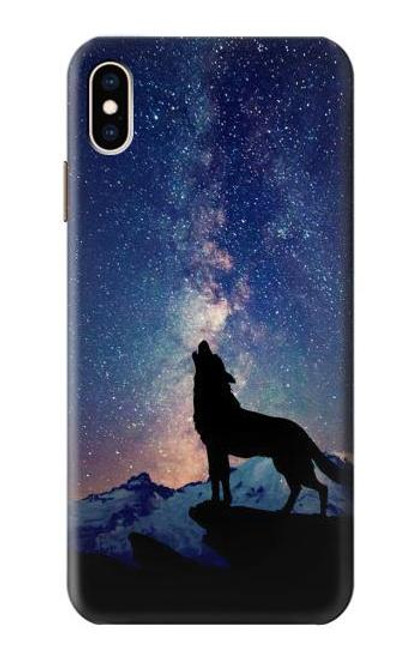 S3555 狼 Wolf Howling Million Star iPhone XS Max バックケース、フリップケース・カバー