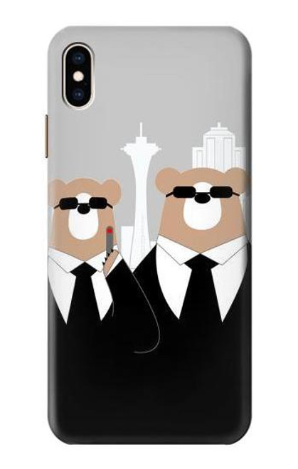 S3557 黒いスーツのクマ Bear in Black Suit iPhone XS Max バックケース、フリップケース・カバー