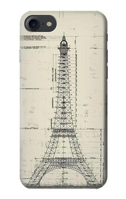 S3474 エッフェル建築図面 Eiffel Architectural Drawing iPhone 7, iPhone 8 バックケース、フリップケース・カバー