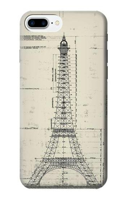 S3474 エッフェル建築図面 Eiffel Architectural Drawing iPhone 7 Plus, iPhone 8 Plus バックケース、フリップケース・カバー