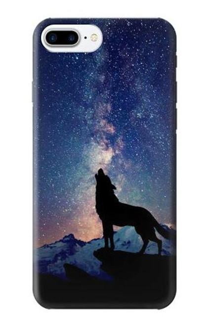 S3555 狼 Wolf Howling Million Star iPhone 7 Plus, iPhone 8 Plus バックケース、フリップケース・カバー