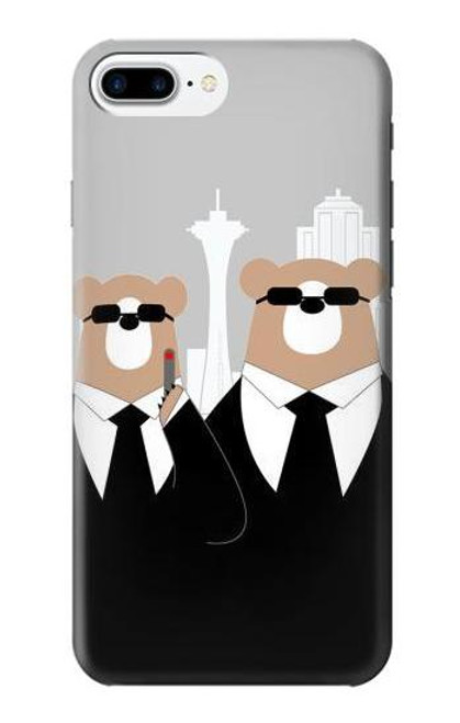 S3557 黒いスーツのクマ Bear in Black Suit iPhone 7 Plus, iPhone 8 Plus バックケース、フリップケース・カバー