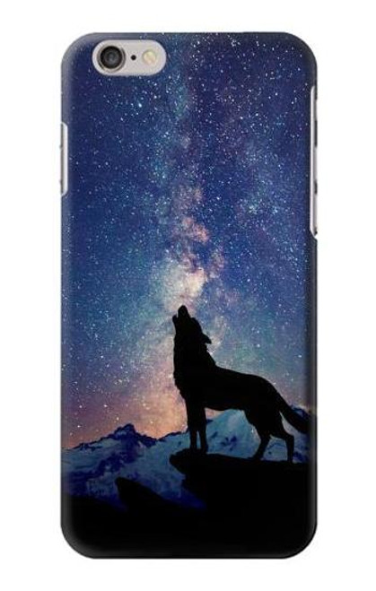 S3555 狼 Wolf Howling Million Star iPhone 6 6S バックケース、フリップケース・カバー