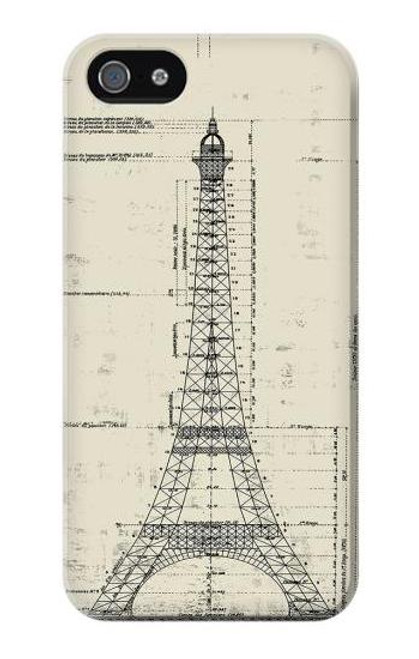 S3474 エッフェル建築図面 Eiffel Architectural Drawing iPhone 5 5S SE バックケース、フリップケース・カバー