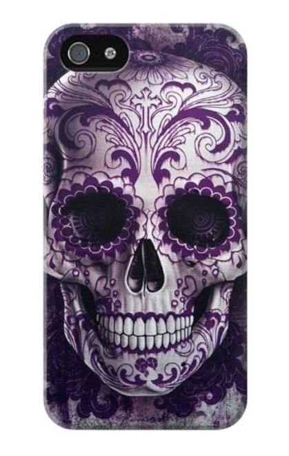S3582 紫の頭蓋骨 Purple Sugar Skull iPhone 5 5S SE バックケース、フリップケース・カバー