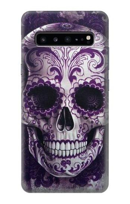 S3582 紫の頭蓋骨 Purple Sugar Skull Samsung Galaxy S10 5G バックケース、フリップケース・カバー