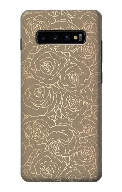 S3466 ゴールドローズ柄 Gold Rose Pattern Samsung Galaxy S10 Plus バックケース、フリップケース・カバー