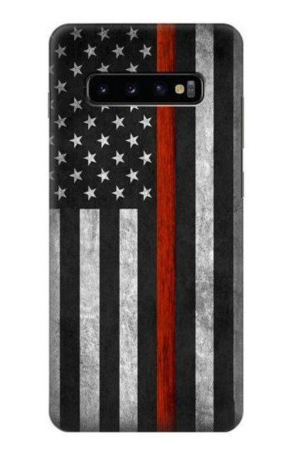 S3472 消防士細い赤線旗 Firefighter Thin Red Line Flag Samsung Galaxy S10 Plus バックケース、フリップケース・カバー