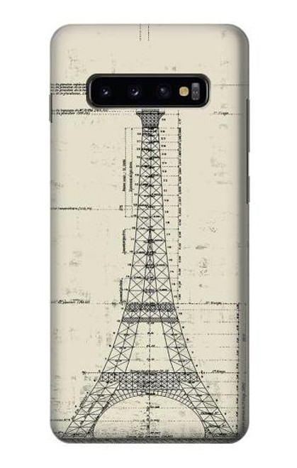 S3474 エッフェル建築図面 Eiffel Architectural Drawing Samsung Galaxy S10 Plus バックケース、フリップケース・カバー