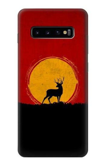 S3513 鹿の夕日 Deer Sunset Samsung Galaxy S10 Plus バックケース、フリップケース・カバー