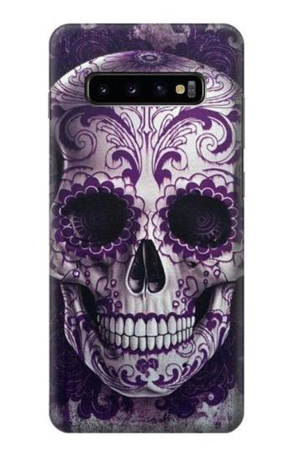 S3582 紫の頭蓋骨 Purple Sugar Skull Samsung Galaxy S10 Plus バックケース、フリップケース・カバー