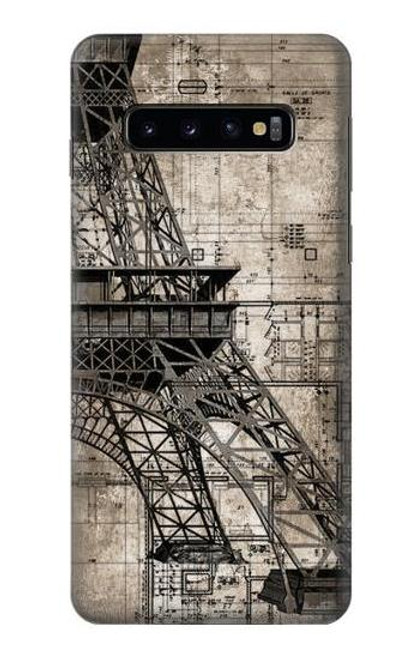 S3416 エッフェル塔の設計図 Eiffel Tower Blueprint Samsung Galaxy S10 バックケース、フリップケース・カバー