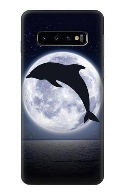 S3510 ドルフィン Dolphin Moon Night Samsung Galaxy S10 バックケース、フリップケース・カバー