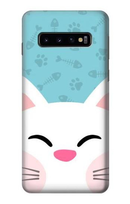 S3542 かわいい猫漫画 Cute Cat Cartoon Samsung Galaxy S10 バックケース、フリップケース・カバー