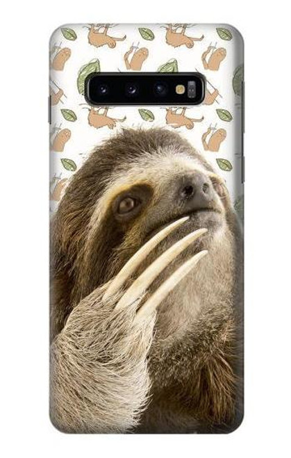 S3559 ナマケモノ Sloth Pattern Samsung Galaxy S10 バックケース、フリップケース・カバー