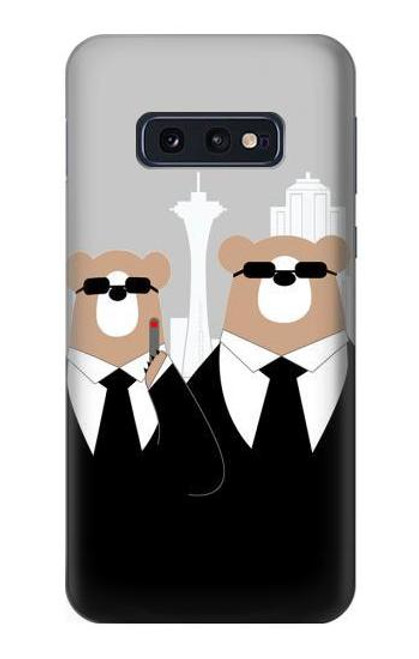 S3557 黒いスーツのクマ Bear in Black Suit Samsung Galaxy S10e バックケース、フリップケース・カバー