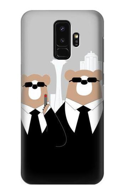 S3557 黒いスーツのクマ Bear in Black Suit Samsung Galaxy S9 Plus バックケース、フリップケース・カバー