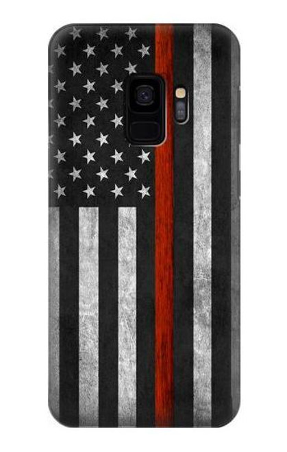 S3472 消防士細い赤線旗 Firefighter Thin Red Line Flag Samsung Galaxy S9 バックケース、フリップケース・カバー
