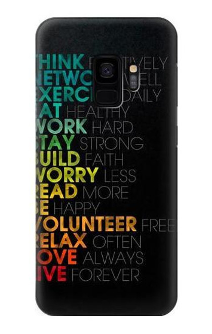 S3523 ポジティブな言葉 Think Positive Words Quotes Samsung Galaxy S9 バックケース、フリップケース・カバー