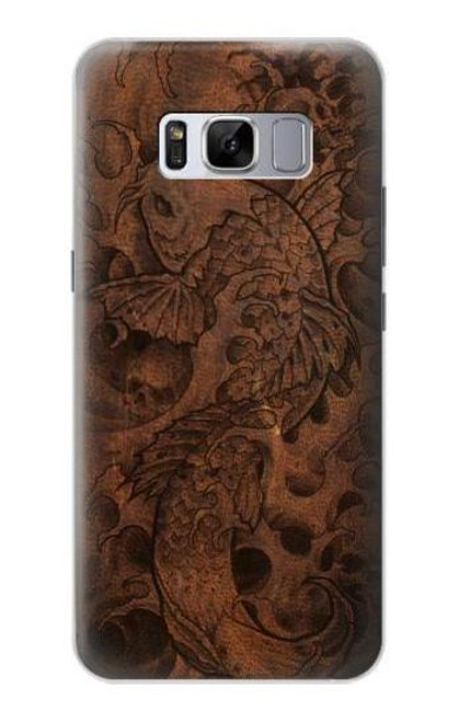 S3405 魚のタトゥーグラフィックプリント Fish Tattoo Leather Graphic Print Samsung Galaxy S8 Plus バックケース、フリップケース・カバー