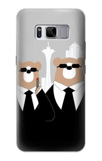 S3557 黒いスーツのクマ Bear in Black Suit Samsung Galaxy S8 Plus バックケース、フリップケース・カバー