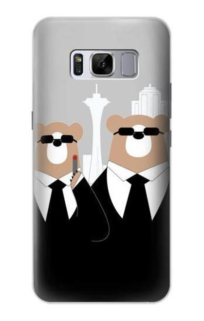 S3557 黒いスーツのクマ Bear in Black Suit Samsung Galaxy S8 バックケース、フリップケース・カバー
