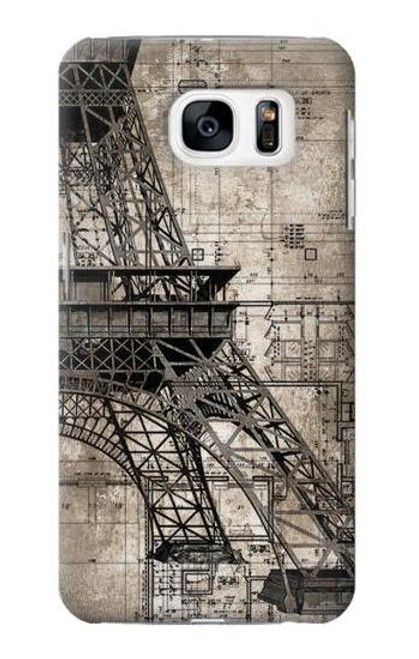 S3416 エッフェル塔の設計図 Eiffel Tower Blueprint Samsung Galaxy S7 バックケース、フリップケース・カバー