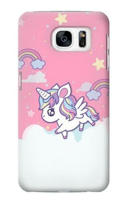 S3518 ユニコーン漫画 Unicorn Cartoon Samsung Galaxy S7 バックケース、フリップケース・カバー